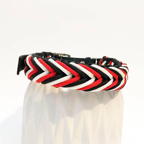 Winifred Dog Collar - Small Red White Black