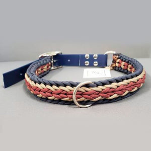 Winifred Dog Collar - Burgundy Blue Tan Arrow