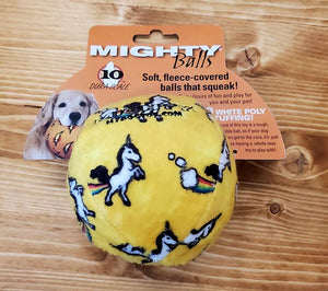 Mighty Balls: Yellow Unicorn Dog Toy
