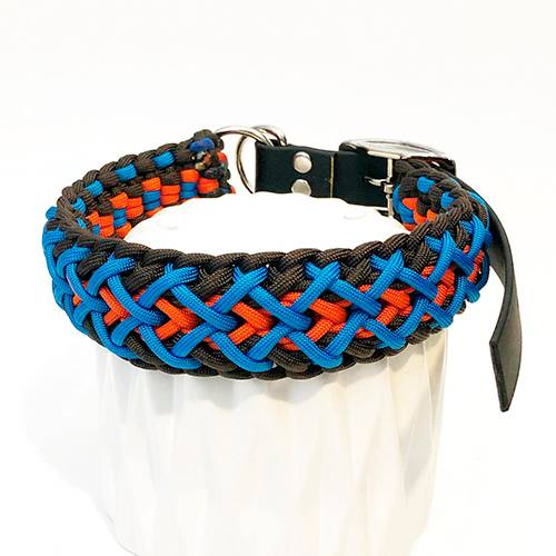 Winifred Dog Collar - Blue Orange Cross