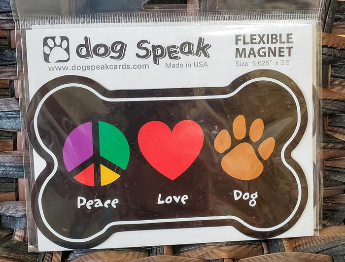 Peace Love Dog Bone Magnet