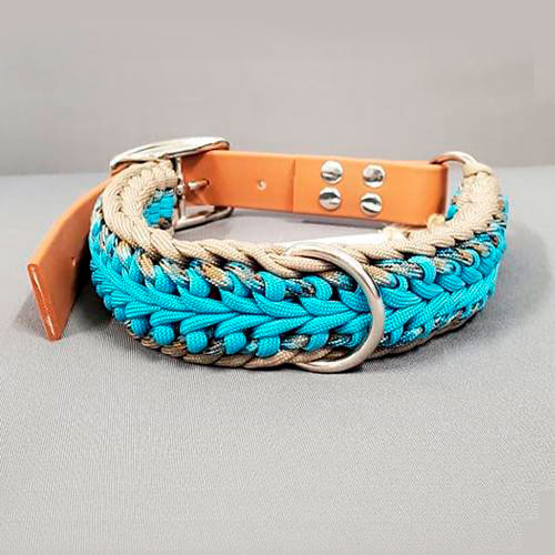 Winifred Dog collar: turquoise/brown